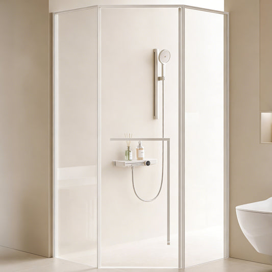 Neo-Angle Sliding Recessed Framed Corner Shower Enclosure with 5/16" Laminated Tempered Glass