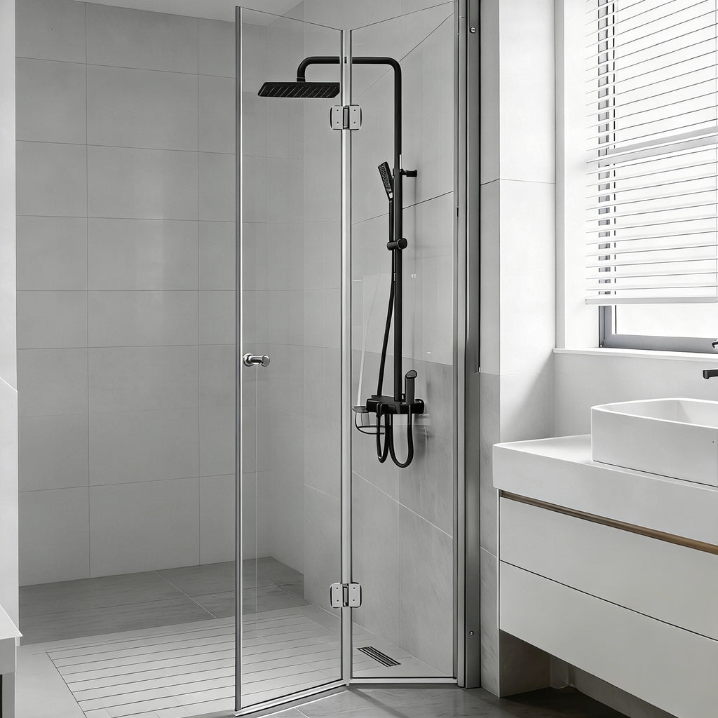 Bi-Fold Semi-Frameless Shower Door with 5/16" Laminated Tempered Glass