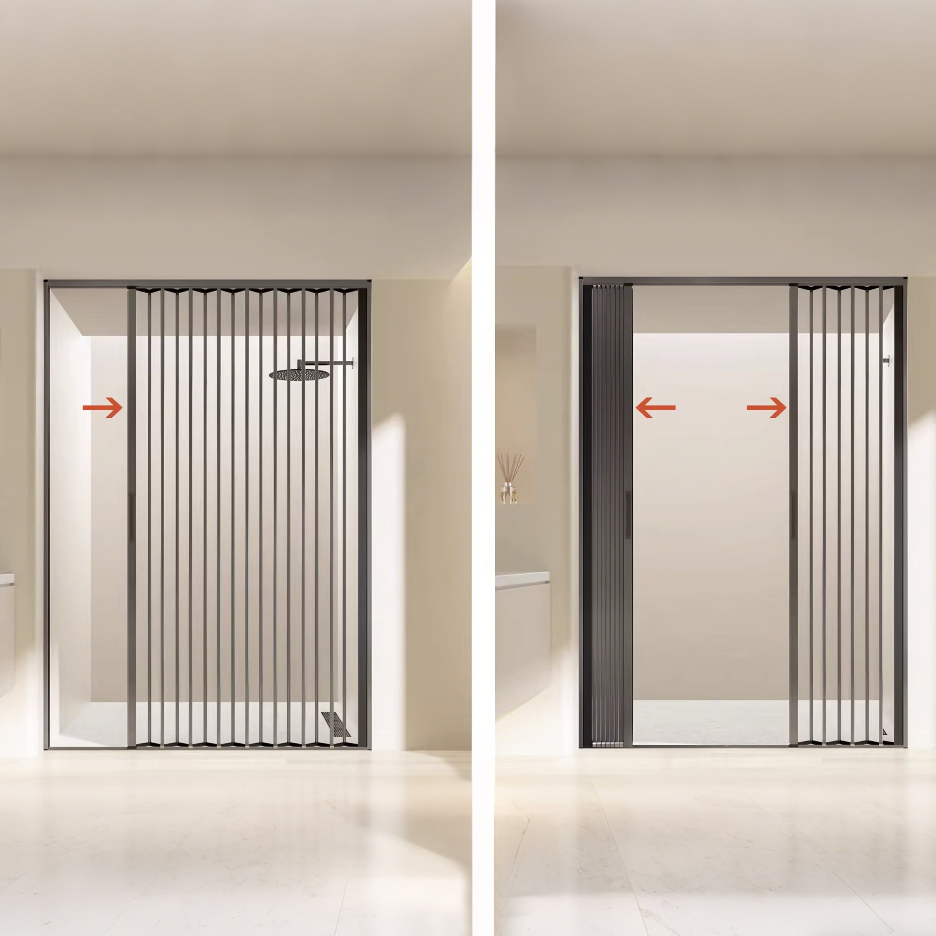 Folding Framed Shower Door with 4mm Crystal Clear Acrylic Panel in Gungray