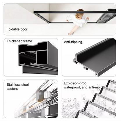 Folding Framed Shower Door with 4mm Crystal Clear Acrylic Panel in Gungray