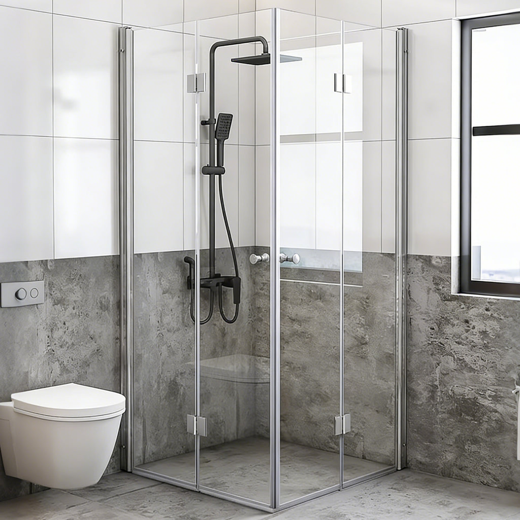 Tri-Fold Semi-Frameless Shower Door with 5/16" Laminated Tempered Glass