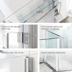 Tri-Fold Semi-Frameless Shower Door with 5/16" Laminated Tempered Glass