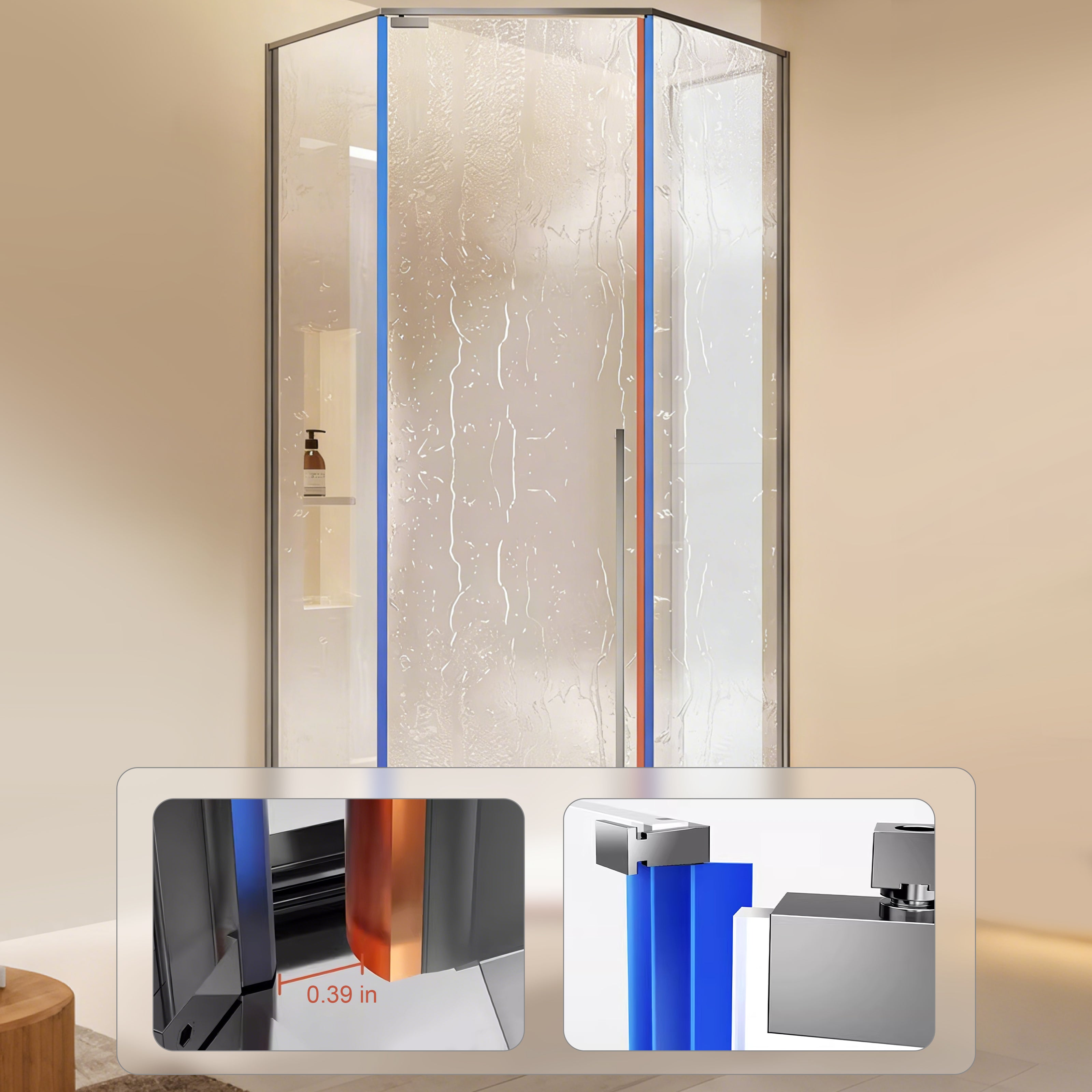 Neo-Angle Pivot Framed Corner Shower Enclosure with 5/16" Laminated Tempered Glass