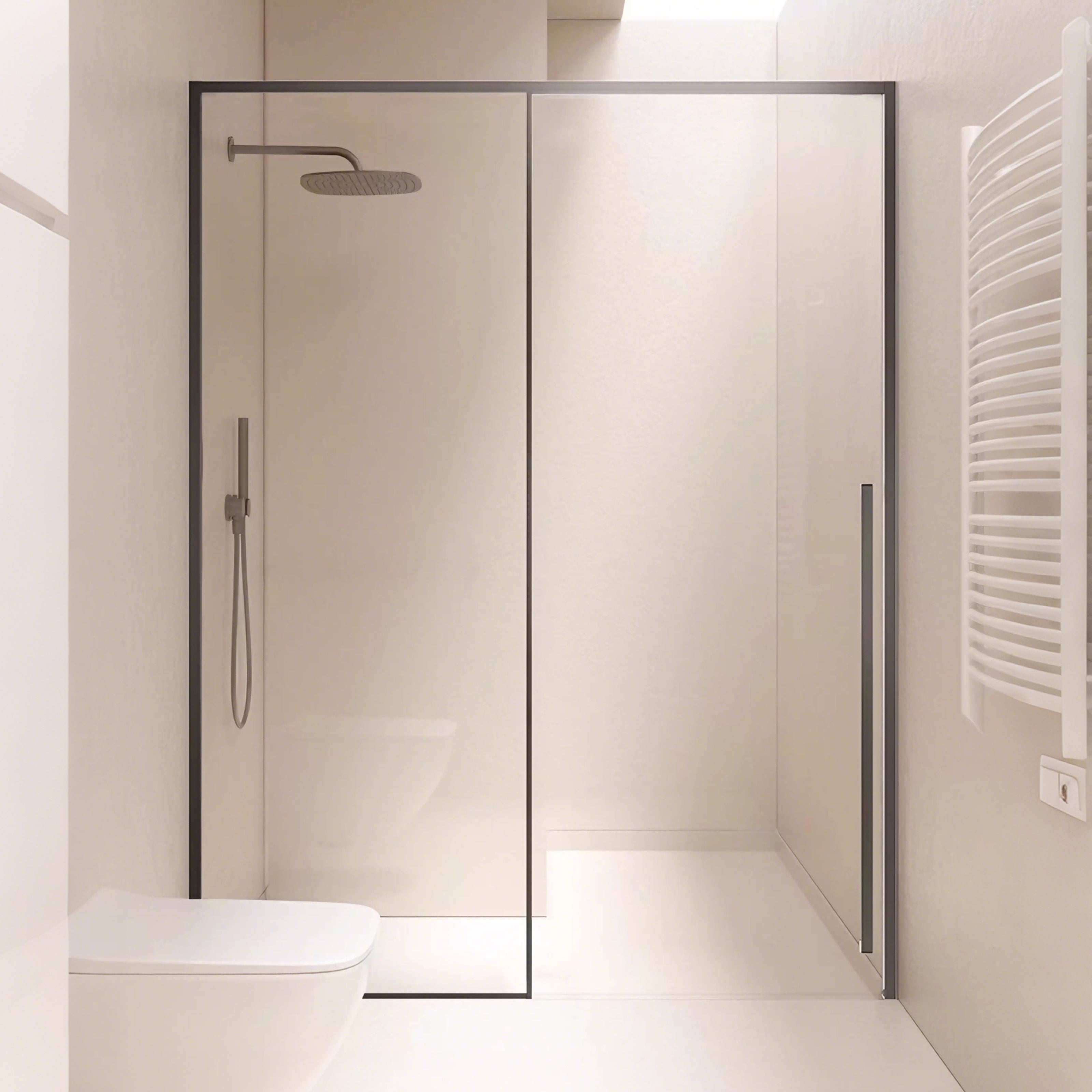 Sliding Recessed Framed Shower Door with 5/16" Laminated Tempered Glass