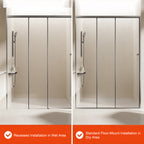 3-Panel Sliding Recessed Semi-Frameless Shower Door with 5/16" Laminated Tempered Glass