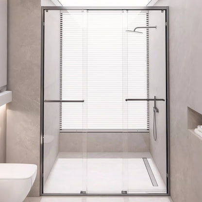 3-Panel Sliding Semi-Frameless Shower Door with 5/16" Laminated Tempered Glass