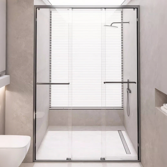 3-Panel Sliding Semi-Frameless Shower Door with 5/16" Laminated Tempered Glass