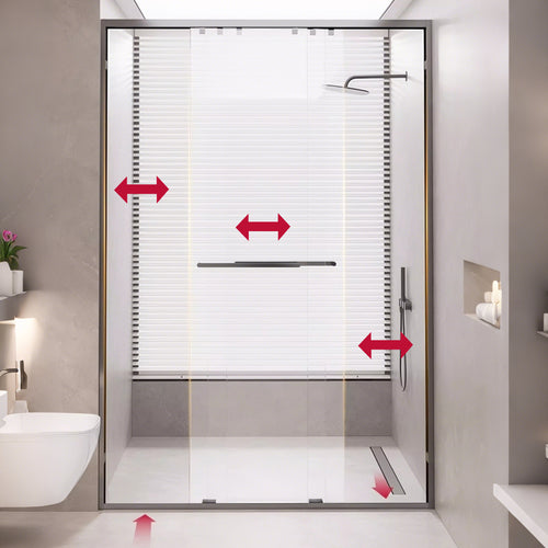 3-Panel Sliding Semi-Frameless Shower Door with 5/16" Laminated Tempered Glass