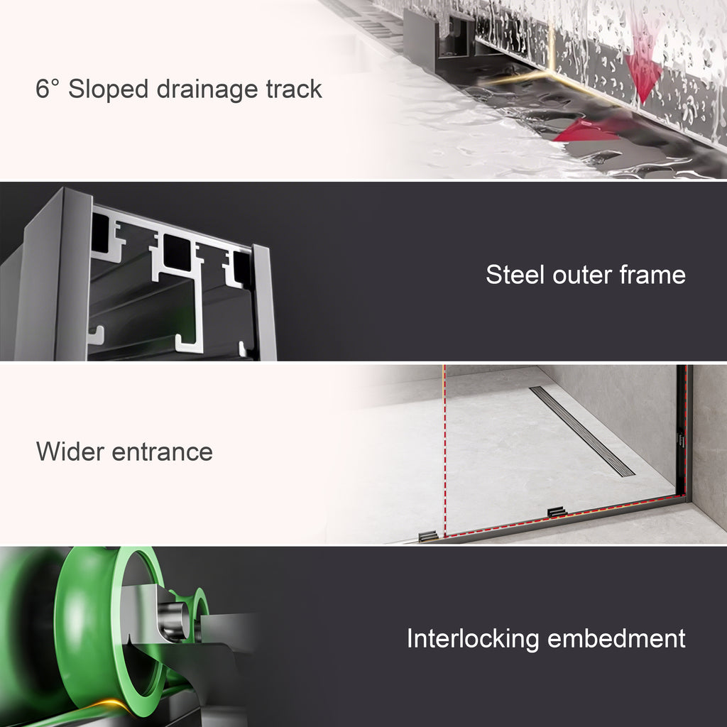 3-Panel Sliding Semi-Frameless Shower Door with 5/16" Laminated Tempered Glass