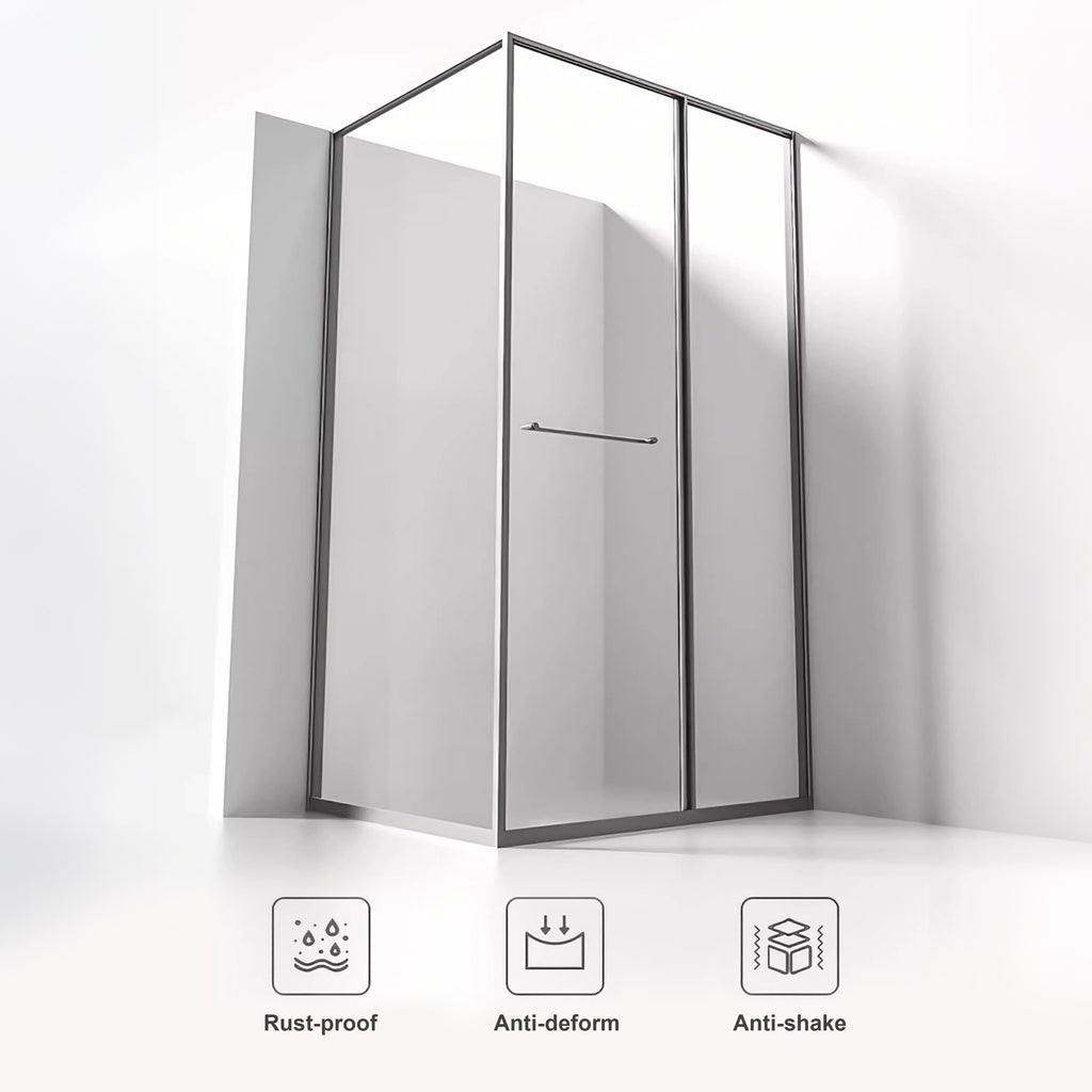 Sliding Recessed Framed Corner Shower Enclosure with 5/16" Laminated Tempered Glass