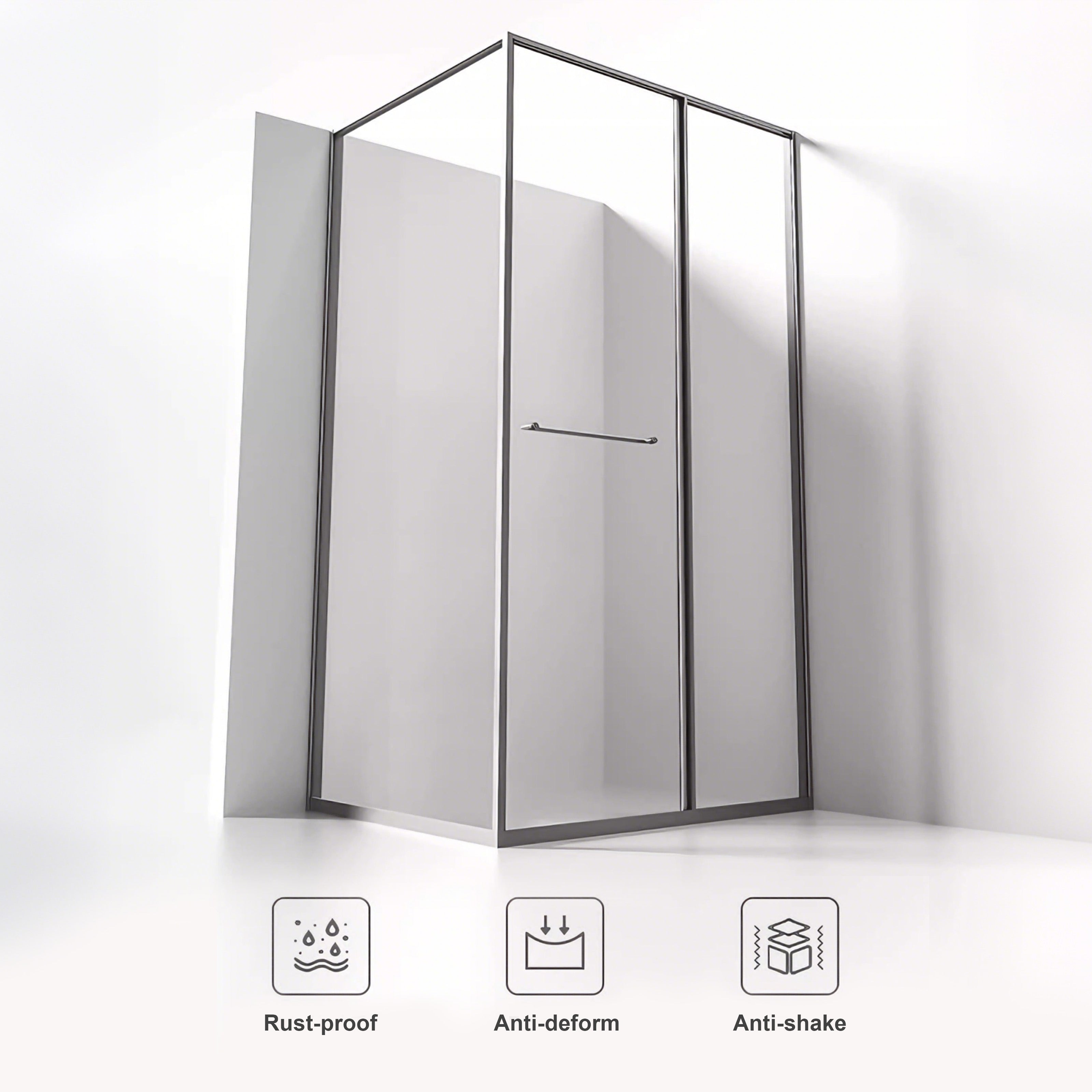 Sliding Recessed Framed Corner Shower Enclosure with 5/16" Laminated Tempered Glass