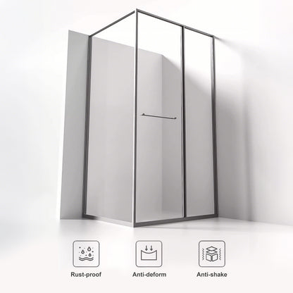 Sliding Recessed Framed Corner Shower Enclosure with 5/16" Laminated Tempered Glass