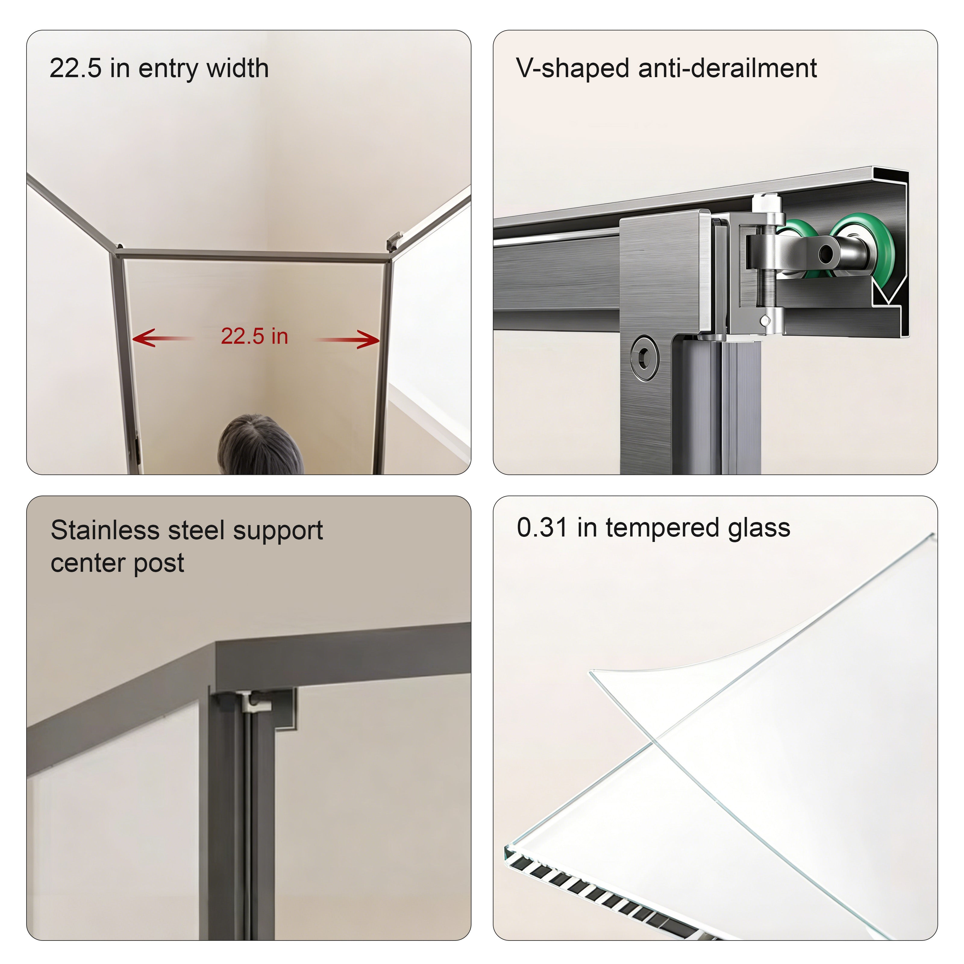 Neo-Angle Sliding Framed Corner Shower Enclosure with 5/16" Laminated Tempered Glass