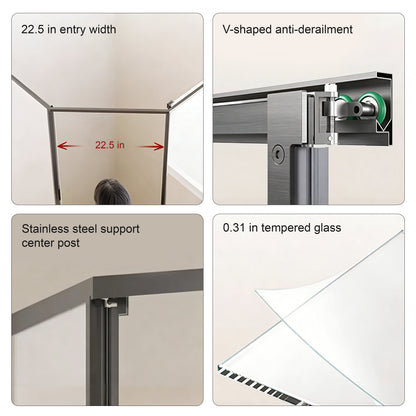 Neo-Angle Sliding Framed Corner Shower Enclosure with 5/16" Laminated Tempered Glass