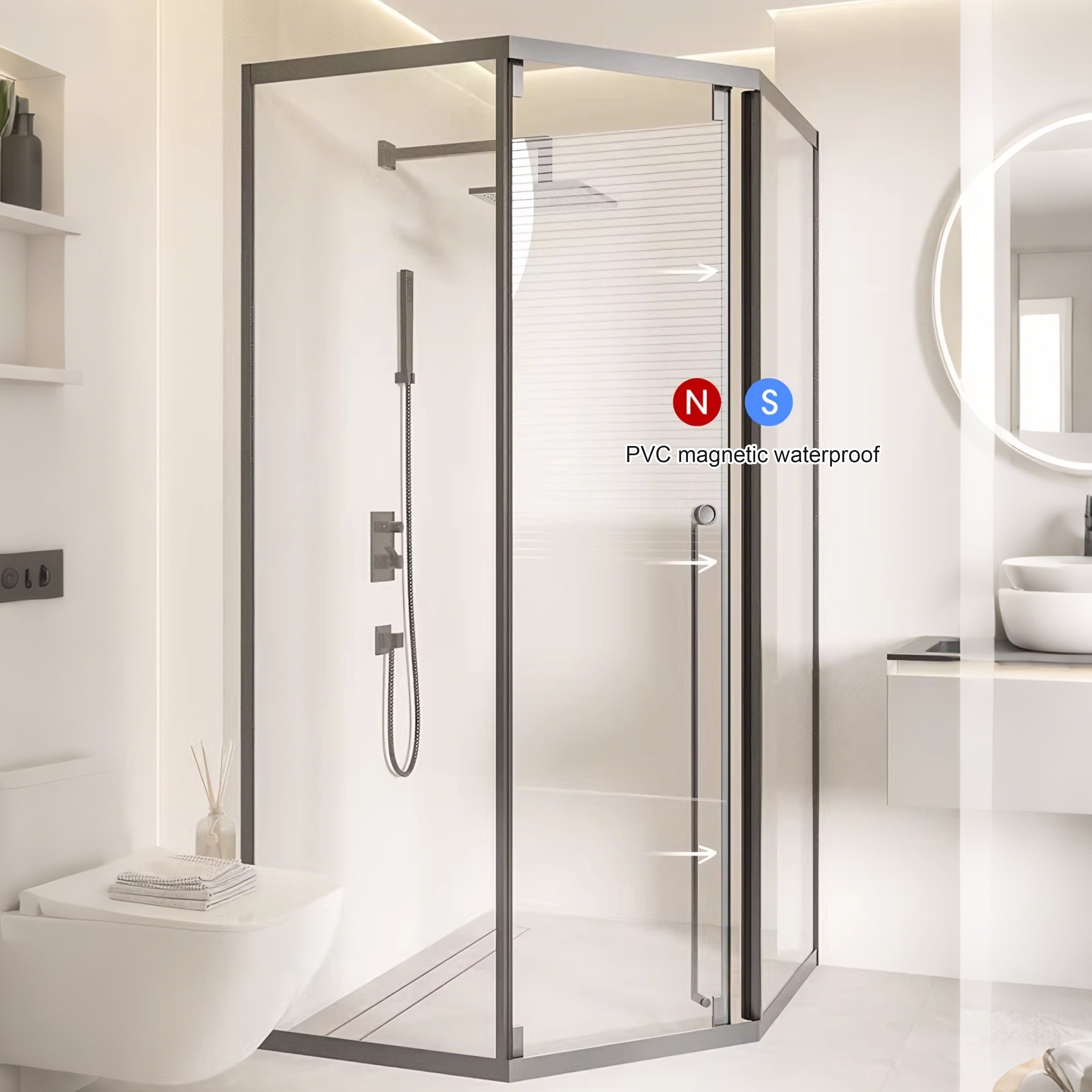 Neo-Angle Sliding Framed Corner Shower Enclosure with 5/16" Laminated Tempered Glass