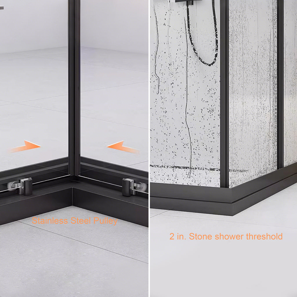 2-Door Sliding Framed Corner Shower Enclosure with 5/16" Laminated Tempered Glass