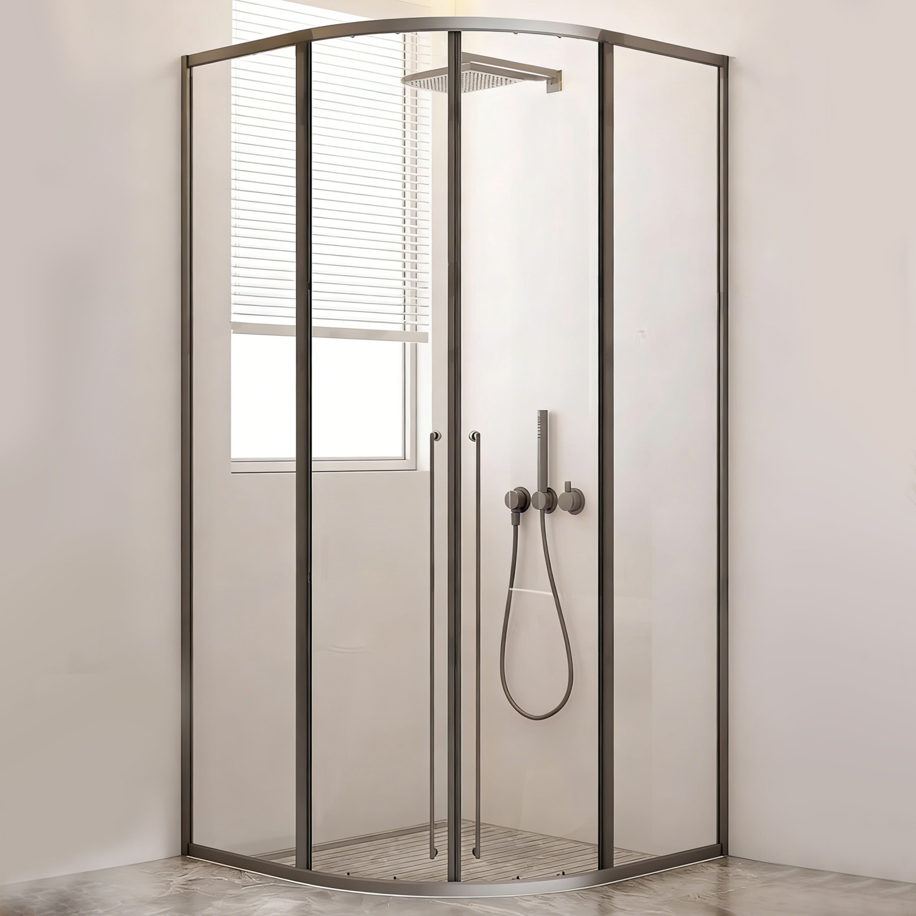 Sliding Framed Round Corner Shower Enclosure with 5/16" Laminated Tempered Glass