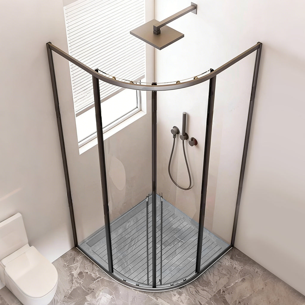 Sliding Framed Round Corner Shower Enclosure with 5/16" Laminated Tempered Glass